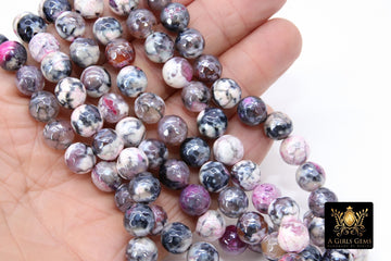 Electroplated Agate Beads, 10 mm Faceted Agate BS #232, Black Pink White Colorful Beads